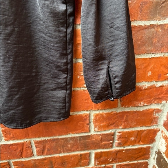 Lane Bryant 26 Black Lace Shoulder Bow Tie Long Sleeve Blouse Career Office - Picture 3 of 10